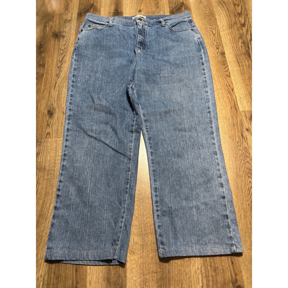 Lee Relaxed Jeans Women Size 16 Short Blue Denim Straight Leg Mid Rise Stretch